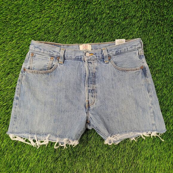 LEVIS Cut-Off Jeans Shorts Womens 14 34x5 High-Waist Jorts - Picture 1 of 13